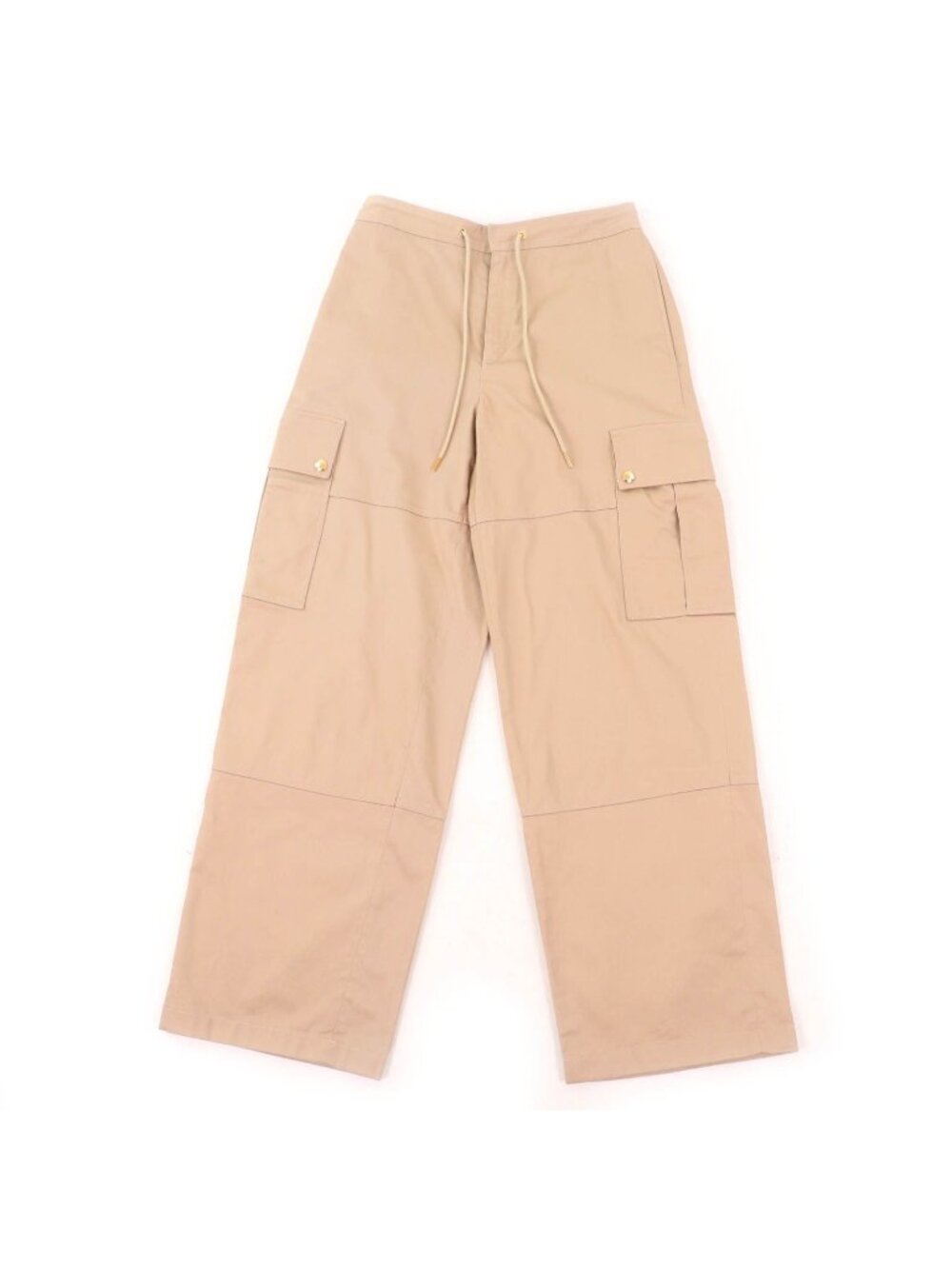 Celine Triomphe Gold Button High Waist Cotton 100% Loose Fit Cargo Pants 38